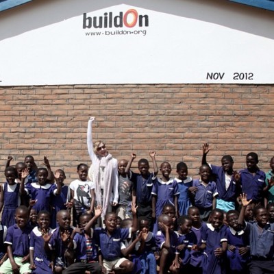 Here I am standing in front of one of 10 schools I built with Build On in Malawi!