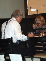 Madonna eating a pizza with David Letterman at Angelo's Pizza